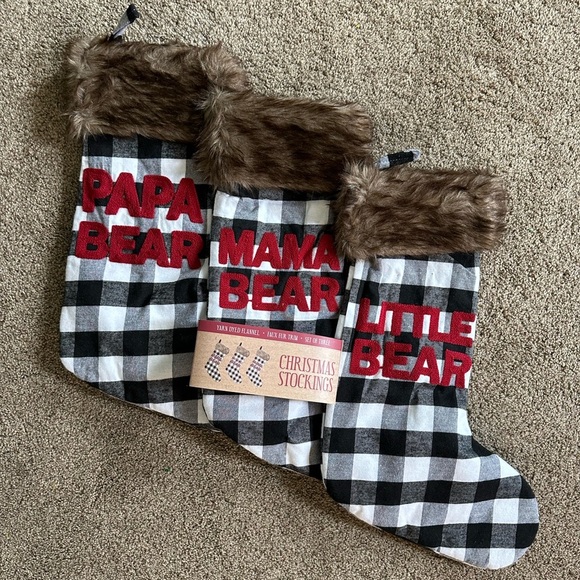 New 3 Stockings- mama bear, papa bear, little bear Christmas farmhouse - Picture 8 of 11